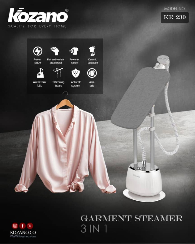 Défroisseur Vapeur Vertical 3-en-1 Kozano KR 230 (1800W - Réservoir 1.6L - Semelle Céramique)