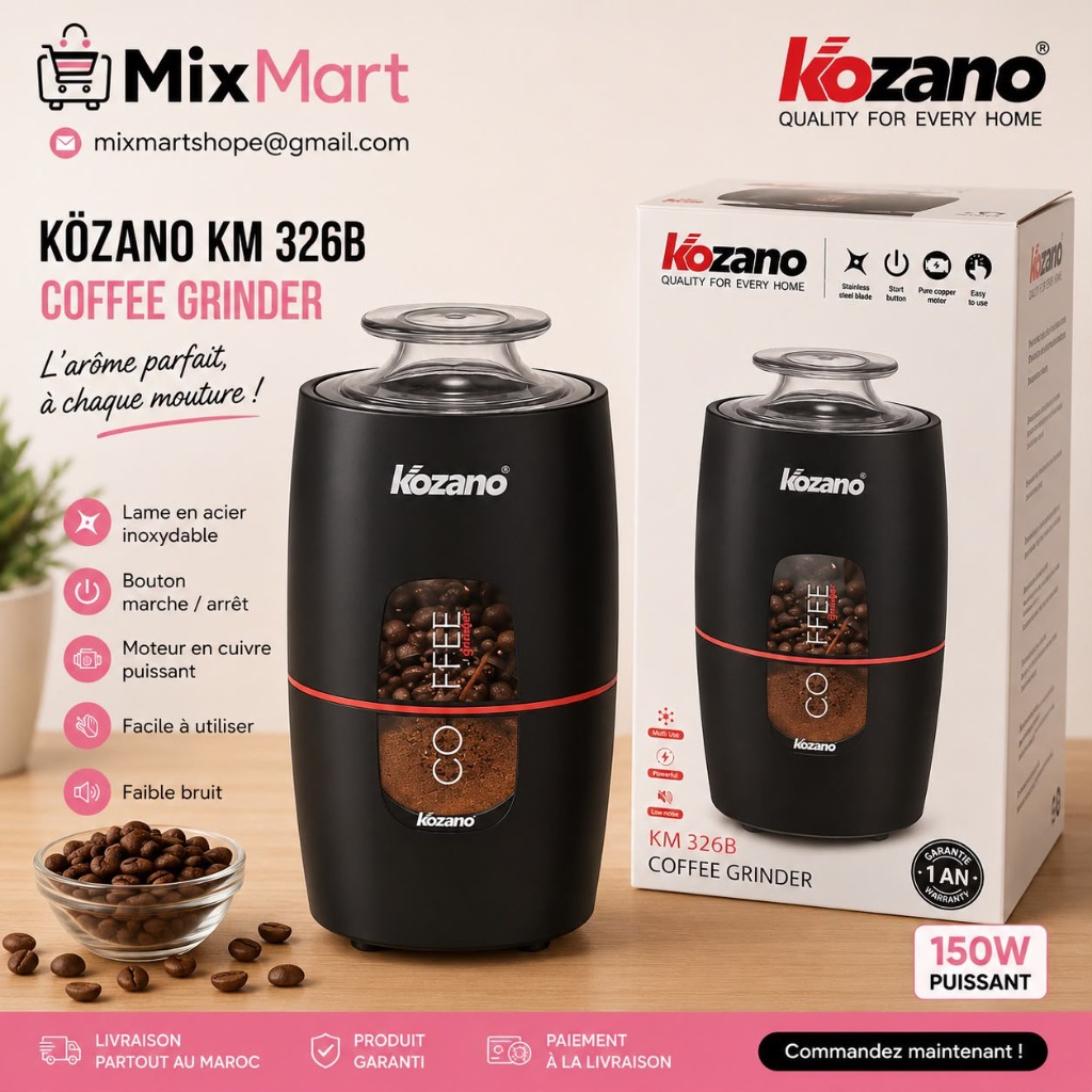 Moulin à Café & Graines Électrique Kozano KM 326B (150W Moteur Cuivre Pur)